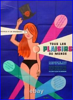 Original Vintage French Movie Poster on Paper Tous Les Plaisirs du Monde by Sa