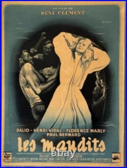 Original Vintage French Rene Clement Les Maudits Movie Poster Old France 1946