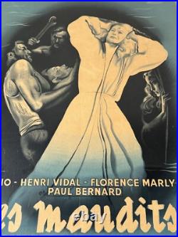 Original Vintage French Rene Clement Les Maudits Movie Poster Old France 1946