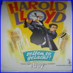 Original Vintage Harold Lloyd Safety Last Movie Poster Linen Backed
