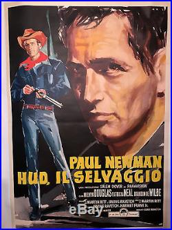 Original Vintage Italian Movie Poster Hud, Il Selvaggio Paul Newman 1963