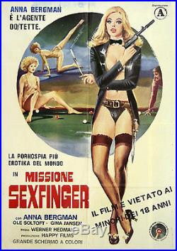 Original Vintage Italian Movie Poster Missione SexFinger- Agent 69 1977