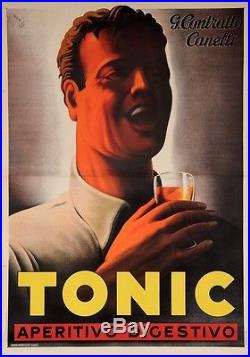 Original Vintage Italian OVERSIZE Poster for Tonic Aperitif by Mario Gross