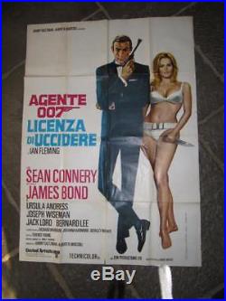Original Vintage Large 2 Fogli Italian Dr No James Bond Film Poster Movie 007