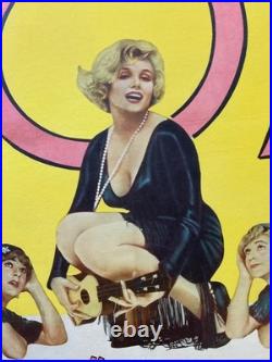 Original Vintage Marilyn Monroe Some Like It Hot 1959 Film Poster Linen-Backed