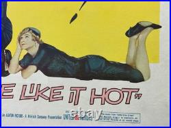 Original Vintage Marilyn Monroe Some Like It Hot 1959 Film Poster Linen-Backed