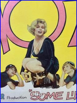 Original Vintage Marilyn Monroe Some Like It Hot 1959 Film Poster Linen-Backed