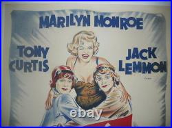 Original Vintage Marilyn Monroe Some Like It Hot Movie Poster Linen Backed
