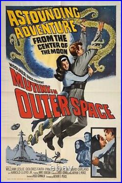 Original Vintage Movie Poster MUTINY IN OUTER SPACE Folded One Sheet Sci Fi 1964