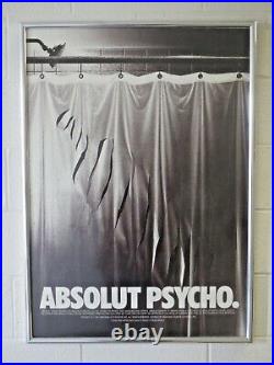 Original Vintage Poster Absolut Psycho Vodka movie shower scene framed