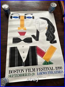 Original Vintage Poster Boston Film Festival 1990 Promo Ad Autographed By Artist