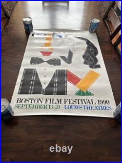 Original Vintage Poster Boston Film Festival 1990 Promo Ad Autographed By Artist