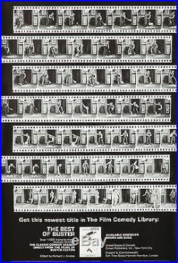 Original Vintage Poster Buster Keaton Silent Film Reel 1970s Cinema Movie B&W