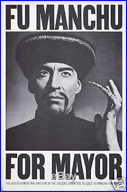 Original Vintage Poster FU MANCHU FOR MAYOR Chris Lee Kung Fu Movie 1960s Film
