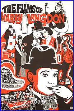 Original Vintage Poster Harry Langdon Cinema Film Silent Movie Hogarth 1967 Mod