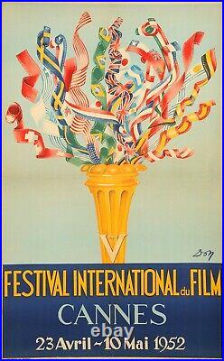 Original Vintage Poster Jean Don 5th International Film Festival Cannes 1952