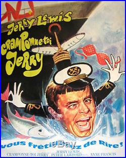 Original Vintage Poster Jerry Lewis French Movie Hook Line Sinker Sea Ship Boat