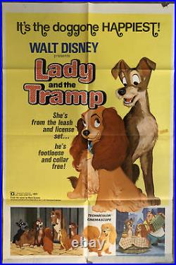 Original Vintage Poster Lady And The Tramp One Sheet 1971 Movie Memorabilia