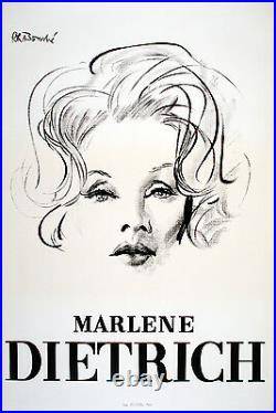 Original Vintage Poster Marlene Dietrich Portrait Bouche Movie Star 1965 France