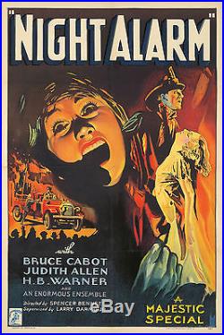 Original Vintage Poster Night Alarm Film Firefighter 1934