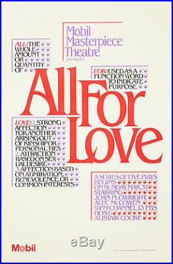 Original Vintage Poster PBS All For Love Masterpiece Theatre Movie British TV