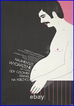 Original Vintage Poster Polish Film A Slightly Pregnant Man Mastroianni Deneuve