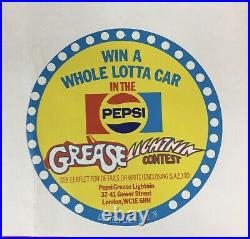 Original Vintage Quad Film'Grease' Poster, John Travolta, + 1979 Pepsi sticker