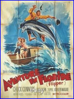 Original vintage poster ADVENTURE IN FLORIDA FLIPPER FILM c. 1963