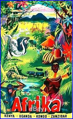 Original vintage poster AFRICA WILDLIVE CULTURE MOVIE c. 1950