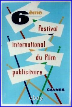 Original vintage poster CANNES ADVERTISING FILM FESTIVAL 1959