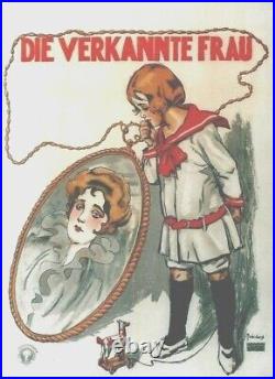 Original vintage poster DIE VERKANNTE FRAU GERMAN FILM c. 1915