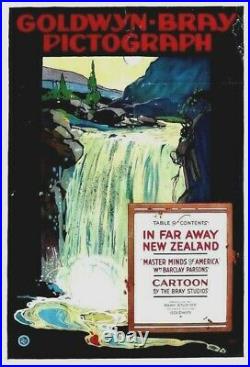 Original vintage poster FAR AWAY NEW ZEALAND G-B MOVIE c. 1910