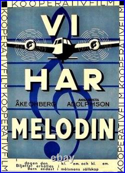 Original vintage poster SWEDEN AIRPLANE & MUSIC SOUND FILM 1942