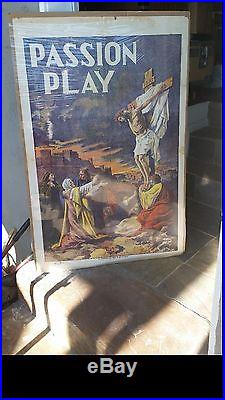 PASSION PLAY movie poster c1908 Vintage Jesus Christ stone lithograph Morgillo