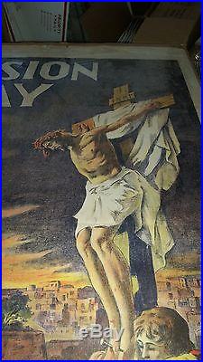 PASSION PLAY movie poster c1908 Vintage Jesus Christ stone lithograph Morgillo