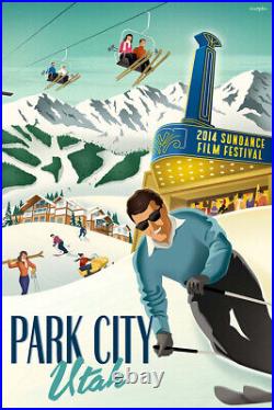 Park City, Utah Sundance Film Festival Vintage Travel Ski Poster