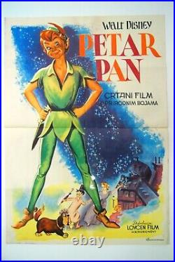 Peter Pan Walt Disney 1955 Rare Vintage Exyugo Movie Poster