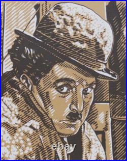 Pristine vintage Charlie Chaplin Tramp lithograph by K. Chillis 1979. MINT. RA