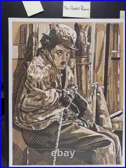 Pristine vintage Charlie Chaplin Tramp lithograph by K. Chillis 1979. MINT. RA