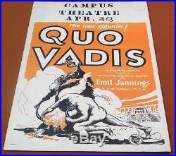 QUO VADIS Vintage 1924 EMIL JANNINGS Silent Film Epic WINDOW CARD Movie ...