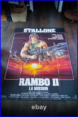 RAMBO 2 Sylvester Stallone French Grande Vintage Movie Poster Original 1985