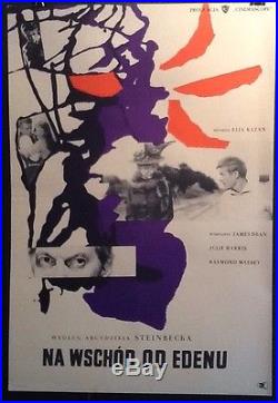 RARE 1959 Wojciech Fangor East of Eden Vintage Polish Movie Poster JAMES DEAN