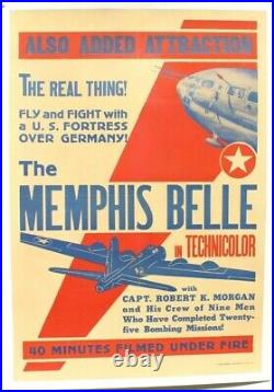 RARE Orig Vtg 1944 The MEMPHIS BELLE Movie Poster (with Pilot Robert Morgan)