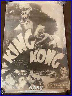 RARE Silver Gel Print King Kong Fay Wray 1933 Vintage movie poster print 2866