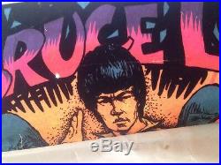 RARE Vintage Bruce Lee Kung Fu Blacklight Poster Movie Retro Wall Decor