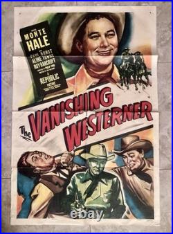 RARE! Vintage Original 1950 The Vanishing Westerner Movie Poster #50/240 41x27