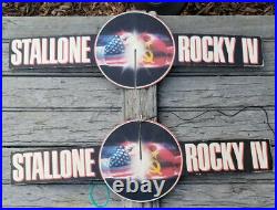 RARE Vintage Rocky IV 5 Movie Hanging Sign Mobile Movie Theater Balboa Drago