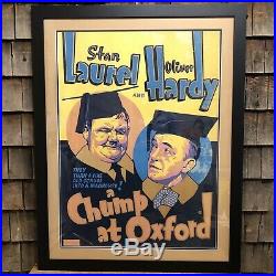 RARE Vintage Stan Laurel and Oliver Hardy Chump at Oxford Framed Movie Poster