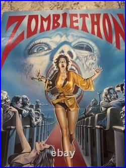 RARE Vintage ZOMBIETHON Video Promo Poster Slasher Horror Splatter Gore Zombies