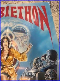 RARE Vintage ZOMBIETHON Video Promo Poster Slasher Horror Splatter Gore Zombies